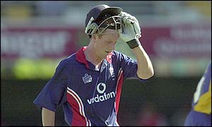 Collingwood walks back to the pavillion after his innings of 37 