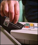 Debit card being swiped