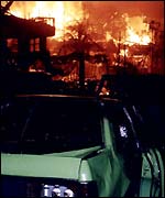 Fire razes a nightclub after an explosion in Denpasar, Bali, Indonesia