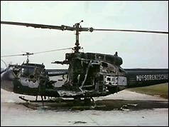 The remains of the helicopter