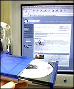 Napster website with CD in foreground
