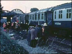 Photograph of the fire-damaged Penzance to Paddington sleeper