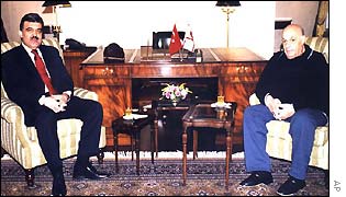 Turkish Prime Minister Abdullah Gul and Turkish Cypriot leader Rauf Denktash in Ankara