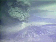 Mount St Helens erupting