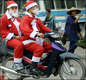 Santas in Hanoi, Vietnam