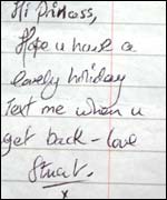 Note from Campbell to Danielle