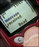 Receiving a text message, BBC