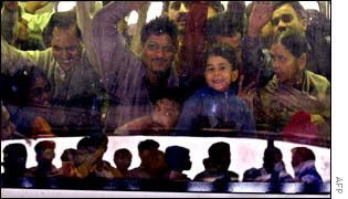 Delhi residents crowding a metro coach