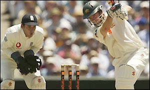 Martin Love looks comfortable on his Test debut