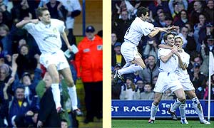 Woodgate celebrates his opening goal
