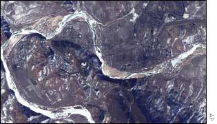 An aerial view of Yongbyon