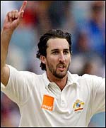 Jason Gillespie takes a wicket