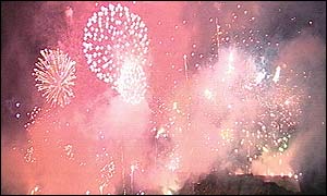 Fireworks in Edinburgh lit up the night sky at midnight