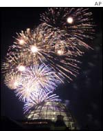 Fireworks above the Reichstag in Berlin