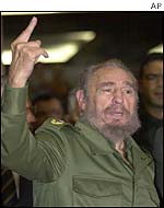 Fidel Castro arriving at hotel in Brasilia