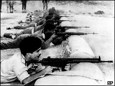 King Hussein during shooting practice with the Jordanian Army