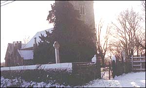 A Kent church covered in snow