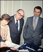 Roy Jenkins (centre) with Shirley Williams and David Owen