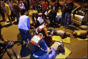 Medics with bomb victims