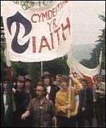 Protest by Welsh-language campaigners 