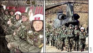 US and South Korean troops take part in a joint training exercise