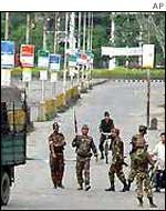 Armed patrol on the streets in Manipur's state capital, Imphal