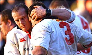 Robbie Kempson and Simon Best of Ulster celebrate
