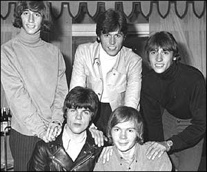 (l to r) Robin, Barry and Maurice Gibb with (front) Vince Melouney and Colin Petersen in 1967