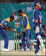 Aledc Stewart is run out 