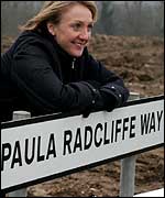 Paula Radcliffe at Paula Radcliffe Way, Bedford