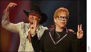 Sir Elton John with country star Tim McGraw