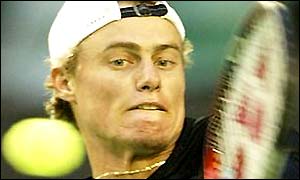 Lleyton Hewiitt in action against Todd Larkham