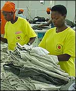 Women folding shorts