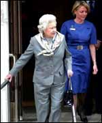 The Queen leaving the hospital