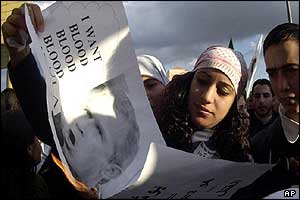 Anti-war demonstrators in central Beirut, Lebanon