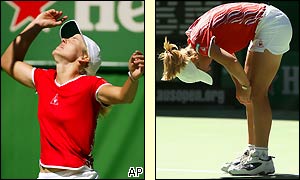 Justine Henin-Hardenne suffers with cramp