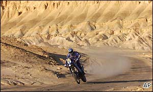 Richard Sainct of France rides towards the finish