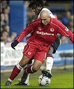Massimo Maccorone tangles with Fulham's Rufus Brevett
