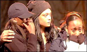 Young friends and relatives of the dead teenagers