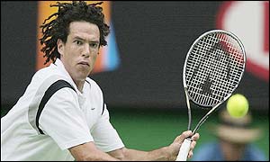 Younes El Aynaoui prepares to hit a backhand