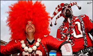 Tampa fans pose for the camera