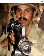 Pakistani soldier on the Kashmir border