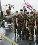 Troops board HMS Ocean