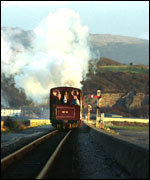 Slate on steam train