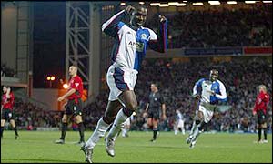 Andy Cole gives Blackburn the lead after 11 minutes