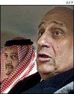 Saudi Foreign Minister Prince Saud al-Faisal (l) with his Egyptian counterpart Ahmed Maher 