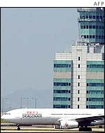 Dragonair plane taxiing at Hong Kong's Chek Lap Kok airport