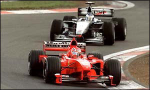 Irvine battled for the world championship in 1999 after Schumacher was forced to miss the majority of the seaon through injury; Irvine finshed a close second