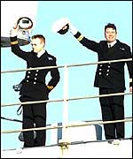 HMS Ark Royal departing Portsmouth for the Gulf