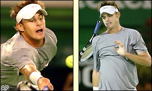Andy Roddick shows his frustration after losing his serve in the fourth set